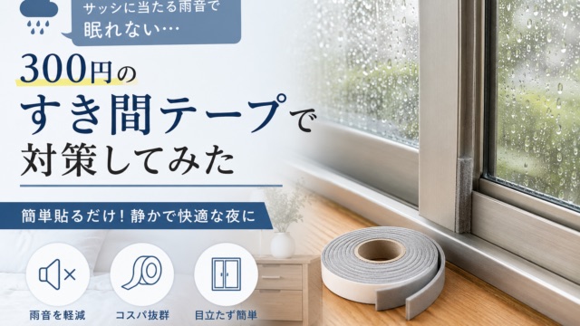 サッシに当たる雨音で眠れない｜300円のすき間テープで対策してみた